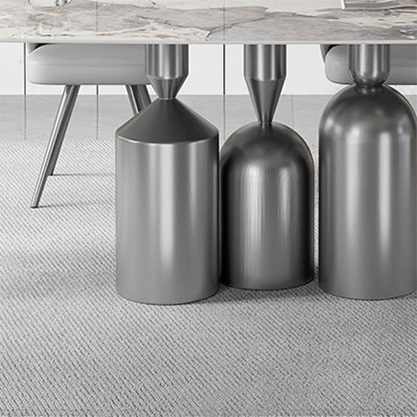 1/3/4/5/7/8 Pieces Dining Chairs Set White Rectangle Shape Sintered Stone Dining Table Set Clearhalo 'Dining Room Sets' 'Dining Tables & Seating' 'dining_room_set' 'furn' 'furn_dining_room_set' 'Furniture' 'furniture_dining_room_set' 'Kitchen & Dining Furniture' 4730903