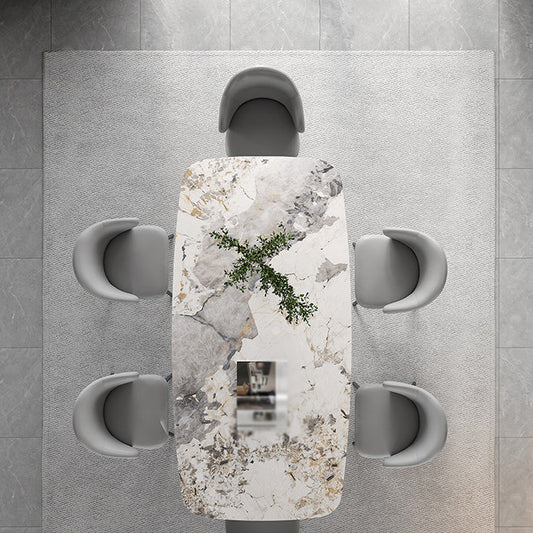 1/3/4/5/7/8 Pieces Dining Chairs Set White Rectangle Shape Sintered Stone Dining Table Set Clearhalo 'Dining Room Sets' 'Dining Tables & Seating' 'dining_room_set' 'furn' 'furn_dining_room_set' 'Furniture' 'furniture_dining_room_set' 'Kitchen & Dining Furniture' 4730904