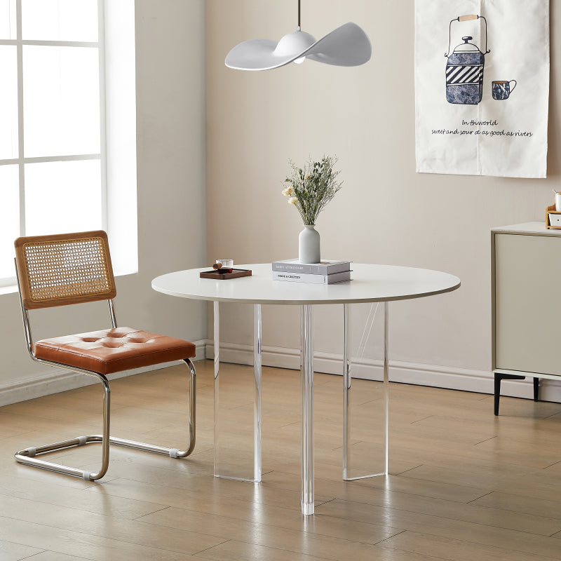 Modern 1/2/3 Pieces Dining Set Round Stone Dining Table for Dining Room 2 Pieces: Table, 1 Brown Chair Clearhalo 'Dining Room Sets' 'Dining Tables & Seating' 'dining_room_set' 'furn' 'furn_dining_room_set' 'Furniture' 'furniture_dining_room_set' 'Kitchen & Dining Furniture' 4730915