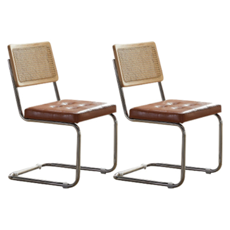 Modern 1/2/3 Pieces Dining Set Round Stone Dining Table for Dining Room 2 Brown Chairs Clearhalo 'Dining Room Sets' 'Dining Tables & Seating' 'dining_room_set' 'furn' 'furn_dining_room_set' 'Furniture' 'furniture_dining_room_set' 'Kitchen & Dining Furniture' 4730916