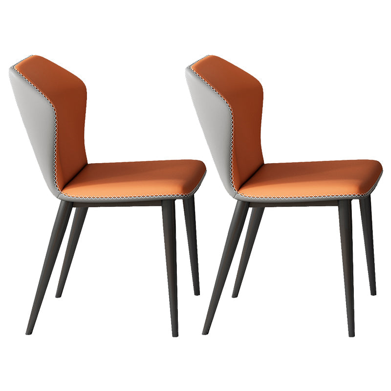 Modern 1/2/4/5/7 Pieces Dinette Set with Sintered Stone Top Rectangle Dining Table Set 2 Orange Chairs Clearhalo 'Dining Room Sets' 'Dining Tables & Seating' 'dining_room_set' 'furn' 'furn_dining_room_set' 'Furniture' 'furniture_dining_room_set' 'Kitchen & Dining Furniture' 4730936