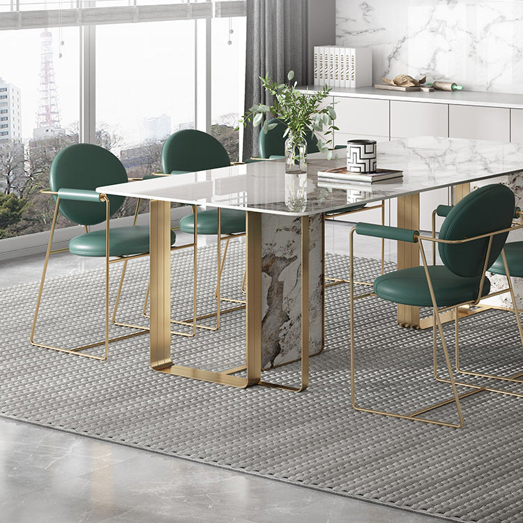 Luxury 1/4/5/7 Pieces Rectangle Dining Set Sintered Stone Dining Table with Chairs Clearhalo 'Dining Room Sets' 'Dining Tables & Seating' 'dining_room_set' 'furn' 'furn_dining_room_set' 'Furniture' 'furniture_dining_room_set' 'Kitchen & Dining Furniture' 4730983
