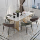 Glam 1/5/7 Pieces Dining Set Rectangle Stone Dining Table for Kitchen 7 Pieces: White Table, 6 Chairs Clearhalo 'Dining Room Sets' 'Dining Tables & Seating' 'dining_room_set' 'furn' 'furn_dining_room_set' 'Furniture' 'furniture_dining_room_set' 'Kitchen & Dining Furniture' 4731012