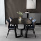 Glam 1/2/5/7 Pieces Dining Furniture Set Rectangle Dining Room Table Set 5 Pieces: Table, 4 Blue Chairs Clearhalo 'Dining Room Sets' 'Dining Tables & Seating' 'dining_room_set' 'furn' 'furn_dining_room_set' 'Furniture' 'furniture_dining_room_set' 'Kitchen & Dining Furniture' 4731044