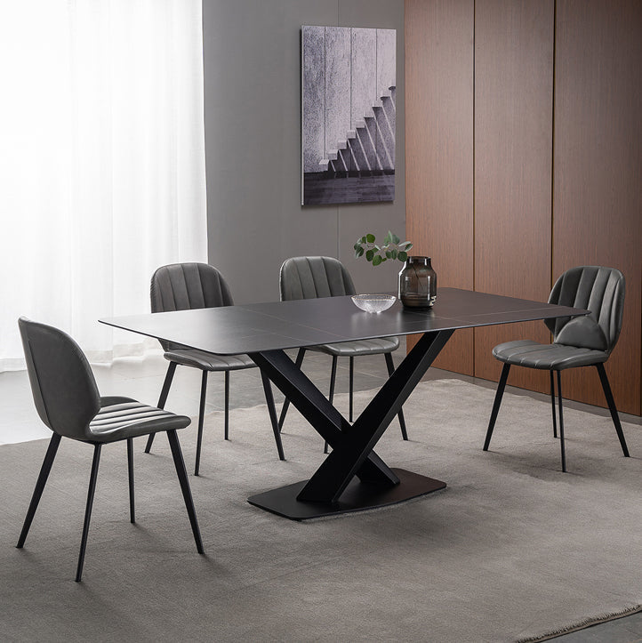 Modern 1/4/5/7 Pieces Dinette Set with Black Sintered Stone Top Rectangle Dining Table Set 5 Pieces: Table, 4 Chairs Clearhalo 'Dining Room Sets' 'Dining Tables & Seating' 'dining_room_set' 'furn' 'furn_dining_room_set' 'Furniture' 'furniture_dining_room_set' 'Kitchen & Dining Furniture' 4731061