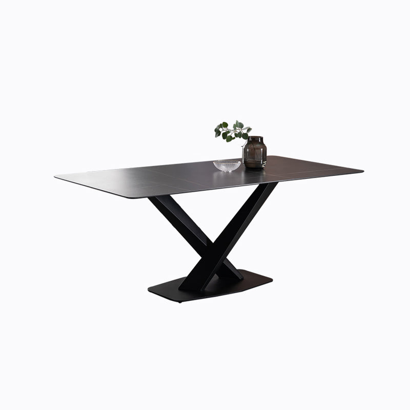 Modern 1/4/5/7 Pieces Dinette Set with Black Sintered Stone Top Rectangle Dining Table Set Black 70.9"L x 35.4"W Clearhalo 'Dining Room Sets' 'Dining Tables & Seating' 'dining_room_set' 'furn' 'furn_dining_room_set' 'Furniture' 'furniture_dining_room_set' 'Kitchen & Dining Furniture' 4731062