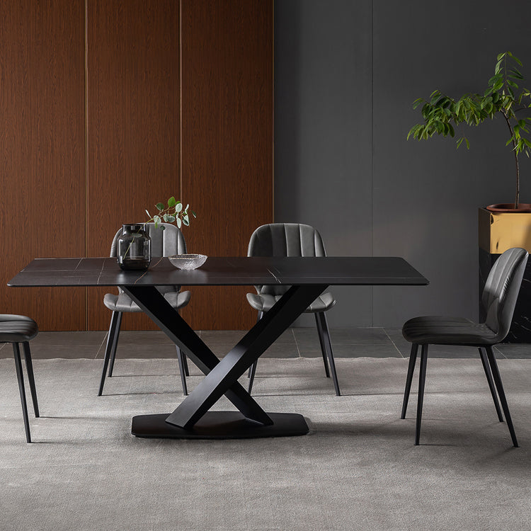 Modern 1/4/5/7 Pieces Dinette Set with Black Sintered Stone Top Rectangle Dining Table Set Clearhalo 'Dining Room Sets' 'Dining Tables & Seating' 'dining_room_set' 'furn' 'furn_dining_room_set' 'Furniture' 'furniture_dining_room_set' 'Kitchen & Dining Furniture' 4731064