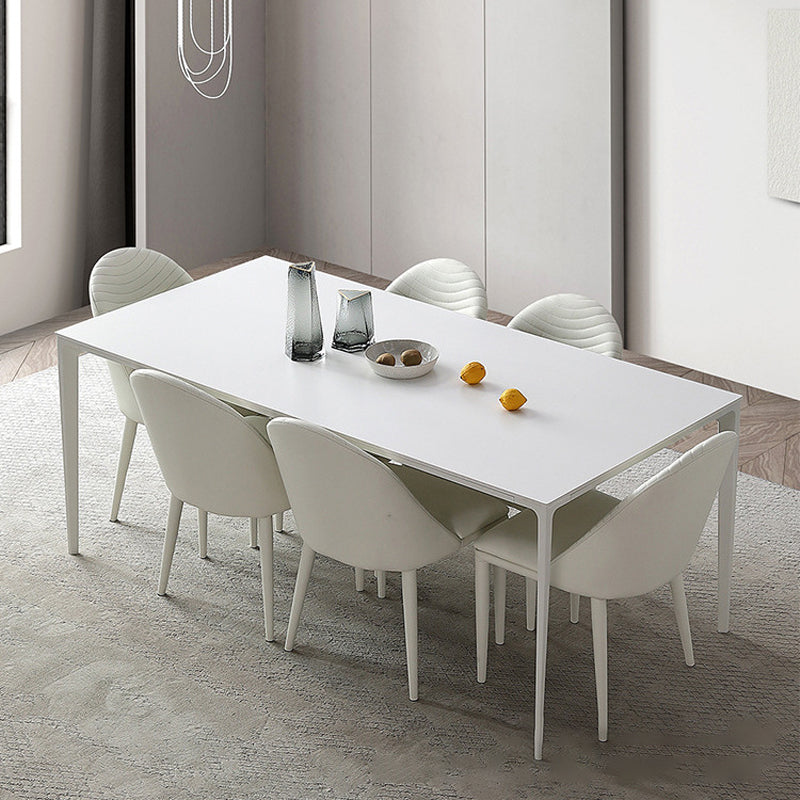 1/2/5/6/7 Pieces Dining Chairs Set Rectangle Shape Sintered Stone Dining Table Set 7 Pieces: Table, 6 Beige Chairs Clearhalo 'Dining Room Sets' 'Dining Tables & Seating' 'dining_room_set' 'furn' 'furn_dining_room_set' 'Furniture' 'furniture_dining_room_set' 'Kitchen & Dining Furniture' 4731076