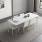 Rectangle Dining Table White Stone Top Table with 4 Legs Base 55.1"L x 31.5"W x 29.5"H Clearhalo 'Dining Tables & Seating' 'Dining Tables' 'dining_table' 'Furniture' 'furniture_dining_table' 'Kitchen & Dining Furniture' 'kitchen' 'kitchen_dining_table' 4731093