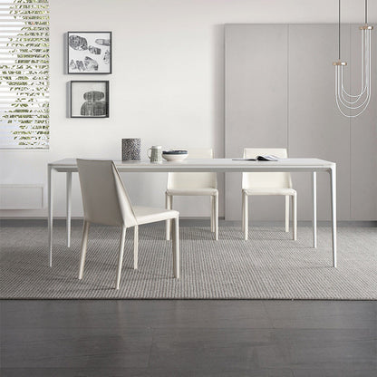 Rectangle Dining Table White Stone Top Table with 4 Legs Base 47.2"L x 27.6"W x 29.5"H Clearhalo 'Dining Tables & Seating' 'Dining Tables' 'dining_table' 'Furniture' 'furniture_dining_table' 'Kitchen & Dining Furniture' 'kitchen' 'kitchen_dining_table' 4731095