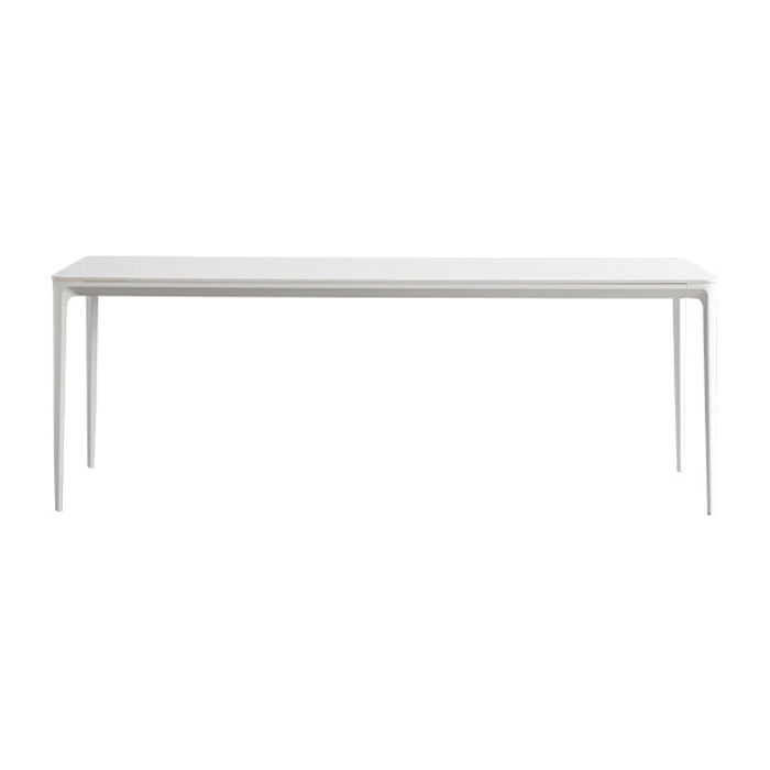 Rectangle Dining Table White Stone Top Table with 4 Legs Base Clearhalo 'Dining Tables & Seating' 'Dining Tables' 'dining_table' 'Furniture' 'furniture_dining_table' 'Kitchen & Dining Furniture' 'kitchen' 'kitchen_dining_table' 4731097