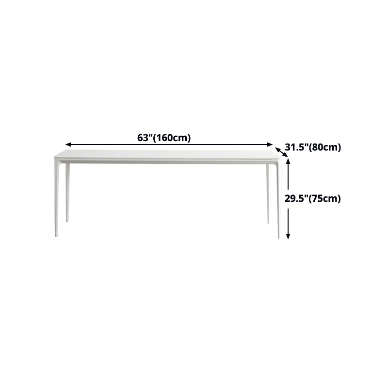 Rectangle Dining Table White Stone Top Table with 4 Legs Base Clearhalo 'Dining Tables & Seating' 'Dining Tables' 'dining_table' 'Furniture' 'furniture_dining_table' 'Kitchen & Dining Furniture' 'kitchen' 'kitchen_dining_table' 4731107