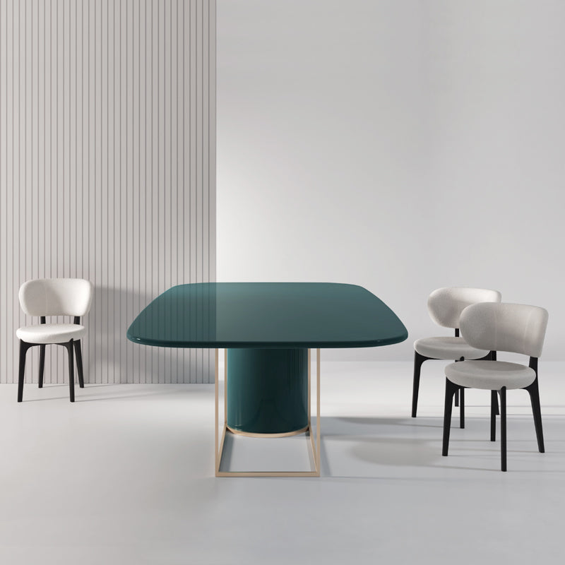 Modern Pine Wood Table in Green for Restaurant Rectangle Dining Table with Trestle Base 78.7"L x 31.5"W x 29.5"H Without Chairs Clearhalo 'Dining Tables & Seating' 'Dining Tables' 'dining_table' 'furn' 'furn_dining_table' 'Furniture' 'furniture_dining_table' 'Kitchen & Dining Furniture' 'kitchen' 'kitchen_dining_table' 4731111
