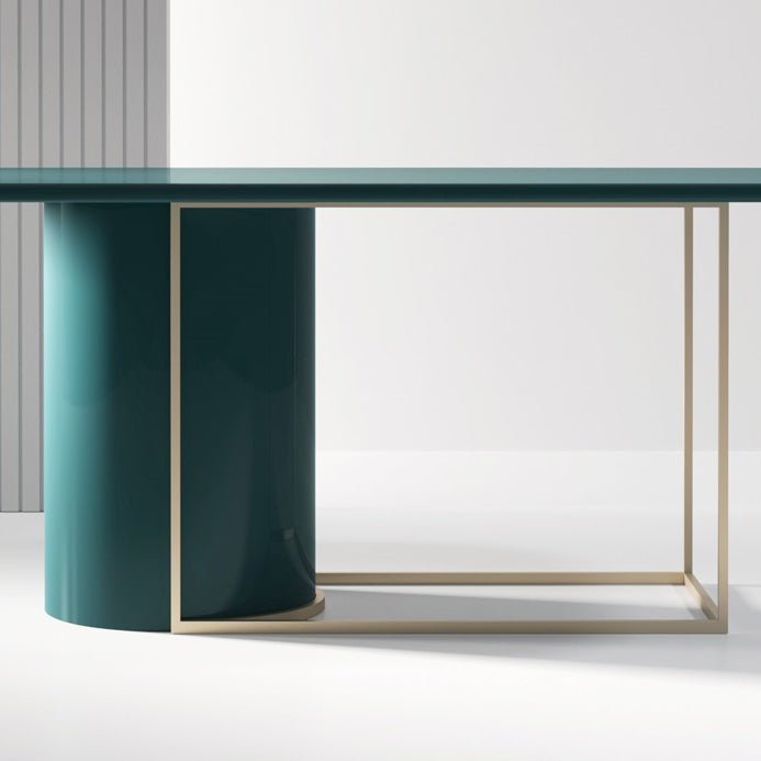 Modern Pine Wood Table in Green for Restaurant Rectangle Dining Table with Trestle Base Clearhalo 'Dining Tables & Seating' 'Dining Tables' 'dining_table' 'furn' 'furn_dining_table' 'Furniture' 'furniture_dining_table' 'Kitchen & Dining Furniture' 'kitchen' 'kitchen_dining_table' 4731115