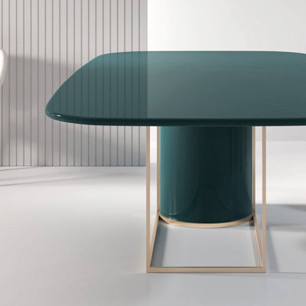 Modern Pine Wood Table in Green for Restaurant Rectangle Dining Table with Trestle Base Clearhalo 'Dining Tables & Seating' 'Dining Tables' 'dining_table' 'furn' 'furn_dining_table' 'Furniture' 'furniture_dining_table' 'Kitchen & Dining Furniture' 'kitchen' 'kitchen_dining_table' 4731116