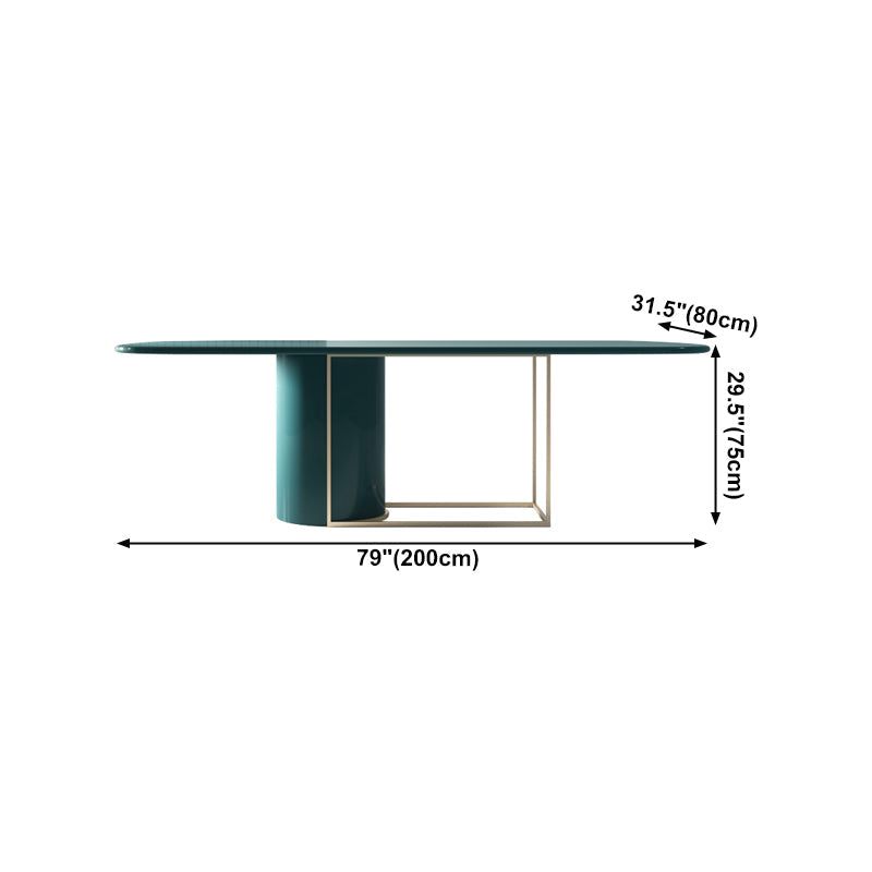 Modern Pine Wood Table in Green for Restaurant Rectangle Dining Table with Trestle Base Clearhalo 'Dining Tables & Seating' 'Dining Tables' 'dining_table' 'furn' 'furn_dining_table' 'Furniture' 'furniture_dining_table' 'Kitchen & Dining Furniture' 'kitchen' 'kitchen_dining_table' 4731120