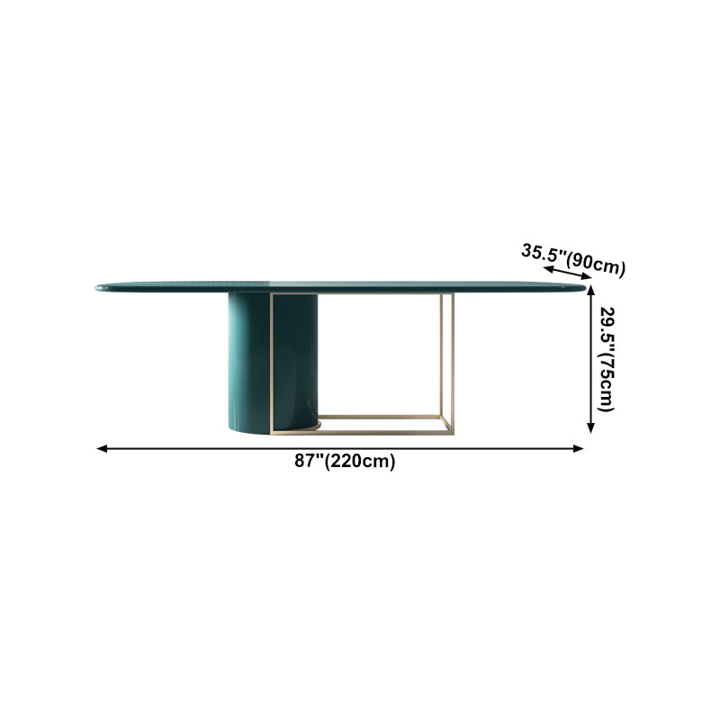 Modern Pine Wood Table in Green for Restaurant Rectangle Dining Table with Trestle Base Clearhalo 'Dining Tables & Seating' 'Dining Tables' 'dining_table' 'furn' 'furn_dining_table' 'Furniture' 'furniture_dining_table' 'Kitchen & Dining Furniture' 'kitchen' 'kitchen_dining_table' 4731121