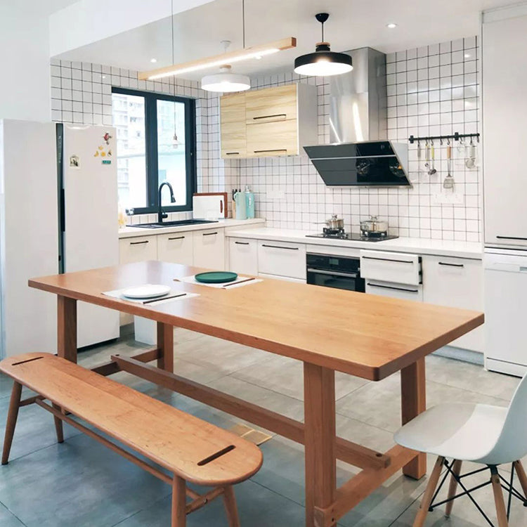 Rectangle Solid Wood Dining Table Modern Trestle Base Dining Table Clearhalo 'Dining Tables & Seating' 'Dining Tables' 'dining_table' 'furn' 'furn_dining_table' 'Furniture' 'furniture_dining_table' 'Kitchen & Dining Furniture' 'kitchen' 'kitchen_dining_table' 4731130