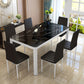 Modern Glass Top Dining Table Rectangle Dining Table with 4 Legs Black 47.2"L x 27.6"W x 29.5"H Without Chairs Clearhalo 'Dining Tables & Seating' 'Dining Tables' 'dining_table' 'furn' 'furn_dining_table' 'Furniture' 'furniture_dining_table' 'Kitchen & Dining Furniture' 'kitchen' 'kitchen_dining_table' 4731138