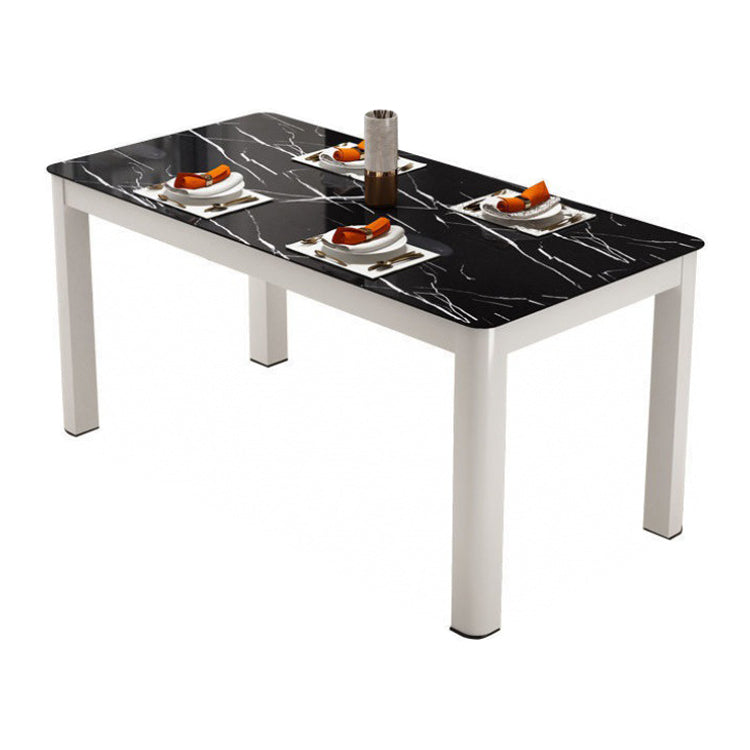 Modern Glass Top Dining Table Rectangle Dining Table with 4 Legs Black Without Chairs Clearhalo 'Dining Tables & Seating' 'Dining Tables' 'dining_table' 'furn' 'furn_dining_table' 'Furniture' 'furniture_dining_table' 'Kitchen & Dining Furniture' 'kitchen' 'kitchen_dining_table' 4731142