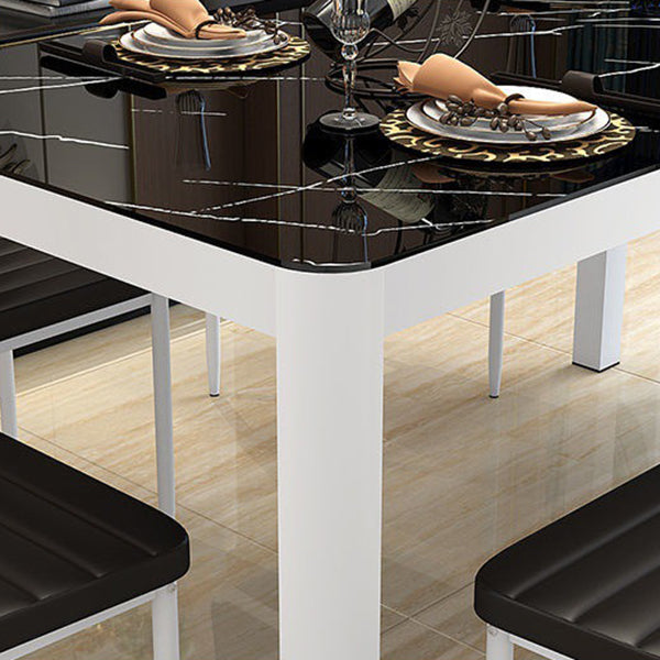 Modern Glass Top Dining Table Rectangle Dining Table with 4 Legs Clearhalo 'Dining Tables & Seating' 'Dining Tables' 'dining_table' 'furn' 'furn_dining_table' 'Furniture' 'furniture_dining_table' 'Kitchen & Dining Furniture' 'kitchen' 'kitchen_dining_table' 4731144