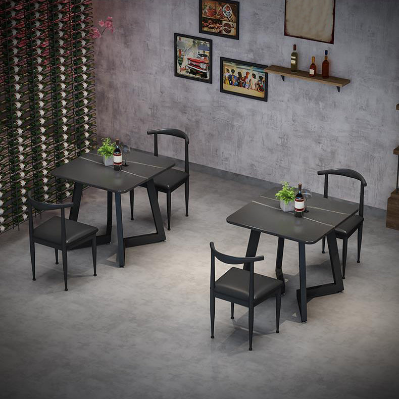 Sintered Stone Dining Table Black Industrial Style Dining Table with Metal Base Clearhalo 'Dining Tables & Seating' 'Dining Tables' 'dining_table' 'furn' 'furn_dining_table' 'Furniture' 'furniture_dining_table' 'Kitchen & Dining Furniture' 'kitchen' 'kitchen_dining_table' 4731191