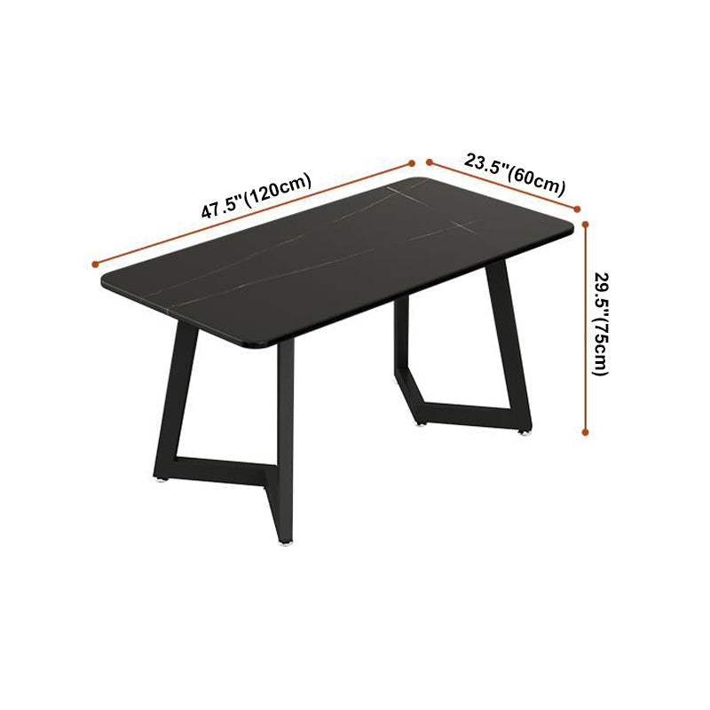 Sintered Stone Dining Table Black Industrial Style Dining Table with Metal Base Clearhalo 'Dining Tables & Seating' 'Dining Tables' 'dining_table' 'furn' 'furn_dining_table' 'Furniture' 'furniture_dining_table' 'Kitchen & Dining Furniture' 'kitchen' 'kitchen_dining_table' 4731197
