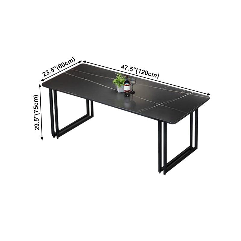 Sintered Stone Dining Table Black Industrial Style Dining Table with Metal Base Clearhalo 'Dining Tables & Seating' 'Dining Tables' 'dining_table' 'furn' 'furn_dining_table' 'Furniture' 'furniture_dining_table' 'Kitchen & Dining Furniture' 'kitchen' 'kitchen_dining_table' 4731198