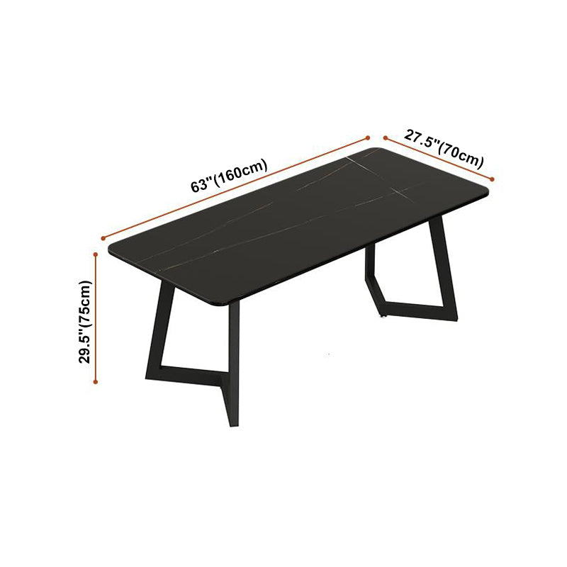 Sintered Stone Dining Table Black Industrial Style Dining Table with Metal Base Clearhalo 'Dining Tables & Seating' 'Dining Tables' 'dining_table' 'furn' 'furn_dining_table' 'Furniture' 'furniture_dining_table' 'Kitchen & Dining Furniture' 'kitchen' 'kitchen_dining_table' 4731199