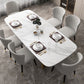 Luxury Sintered Stone Top Table Rectangle Table with Trestle Base in Gold 63"L x 31.5"W x 29.5"H Without Chairs Clearhalo 'Dining Tables & Seating' 'Dining Tables' 'dining_table' 'furn' 'furn_dining_table' 'Furniture' 'furniture_dining_table' 'Kitchen & Dining Furniture' 'kitchen' 'kitchen_dining_table' 4731204