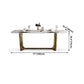 Luxury Sintered Stone Top Table Rectangle Table with Trestle Base in Gold Clearhalo 'Dining Tables & Seating' 'Dining Tables' 'dining_table' 'furn' 'furn_dining_table' 'Furniture' 'furniture_dining_table' 'Kitchen & Dining Furniture' 'kitchen' 'kitchen_dining_table' 4731218