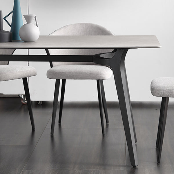 Industrial Sintered Stone Grey Table for Restaurant Rectangle Dining Table with 4 Legs Clearhalo 'Dining Tables & Seating' 'Dining Tables' 'dining_table' 'furn' 'furn_dining_table' 'Furniture' 'furniture_dining_table' 'Kitchen & Dining Furniture' 'kitchen' 'kitchen_dining_table' 4731222