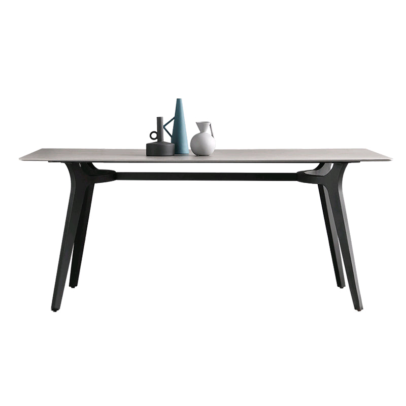 Industrial Sintered Stone Grey Table for Restaurant Rectangle Dining Table with 4 Legs Without Chairs Clearhalo 'Dining Tables & Seating' 'Dining Tables' 'dining_table' 'furn' 'furn_dining_table' 'Furniture' 'furniture_dining_table' 'Kitchen & Dining Furniture' 'kitchen' 'kitchen_dining_table' 4731223