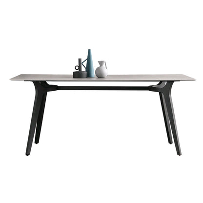 Industrial Sintered Stone Grey Table for Restaurant Rectangle Dining Table with 4 Legs Without Chairs Clearhalo 'Dining Tables & Seating' 'Dining Tables' 'dining_table' 'furn' 'furn_dining_table' 'Furniture' 'furniture_dining_table' 'Kitchen & Dining Furniture' 'kitchen' 'kitchen_dining_table' 4731223