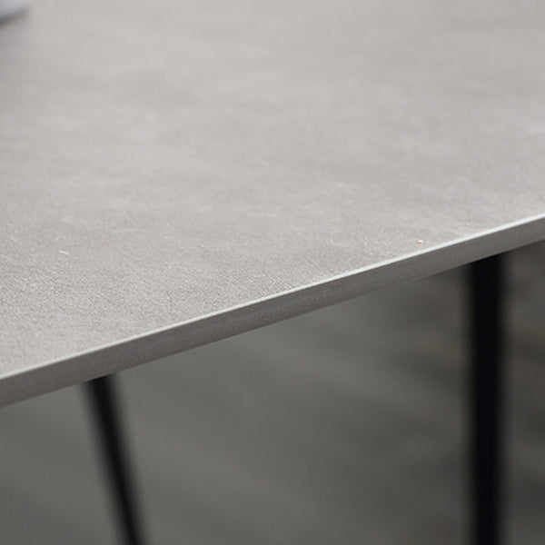 Industrial Sintered Stone Grey Table for Restaurant Rectangle Dining Table with 4 Legs Clearhalo 'Dining Tables & Seating' 'Dining Tables' 'dining_table' 'furn' 'furn_dining_table' 'Furniture' 'furniture_dining_table' 'Kitchen & Dining Furniture' 'kitchen' 'kitchen_dining_table' 4731225