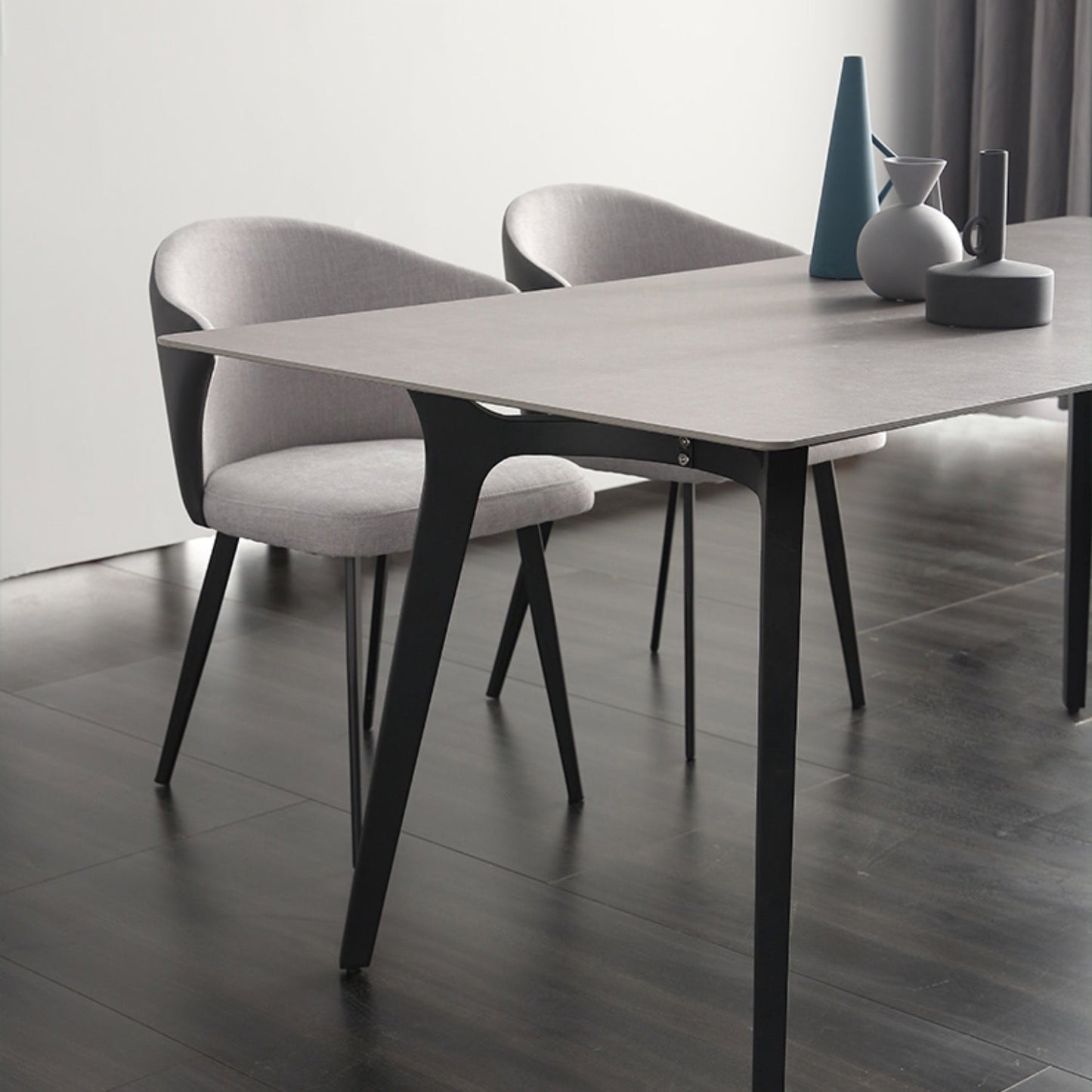 Industrial Sintered Stone Grey Table for Restaurant Rectangle Dining Table with 4 Legs Clearhalo 'Dining Tables & Seating' 'Dining Tables' 'dining_table' 'furn' 'furn_dining_table' 'Furniture' 'furniture_dining_table' 'Kitchen & Dining Furniture' 'kitchen' 'kitchen_dining_table' 4731227