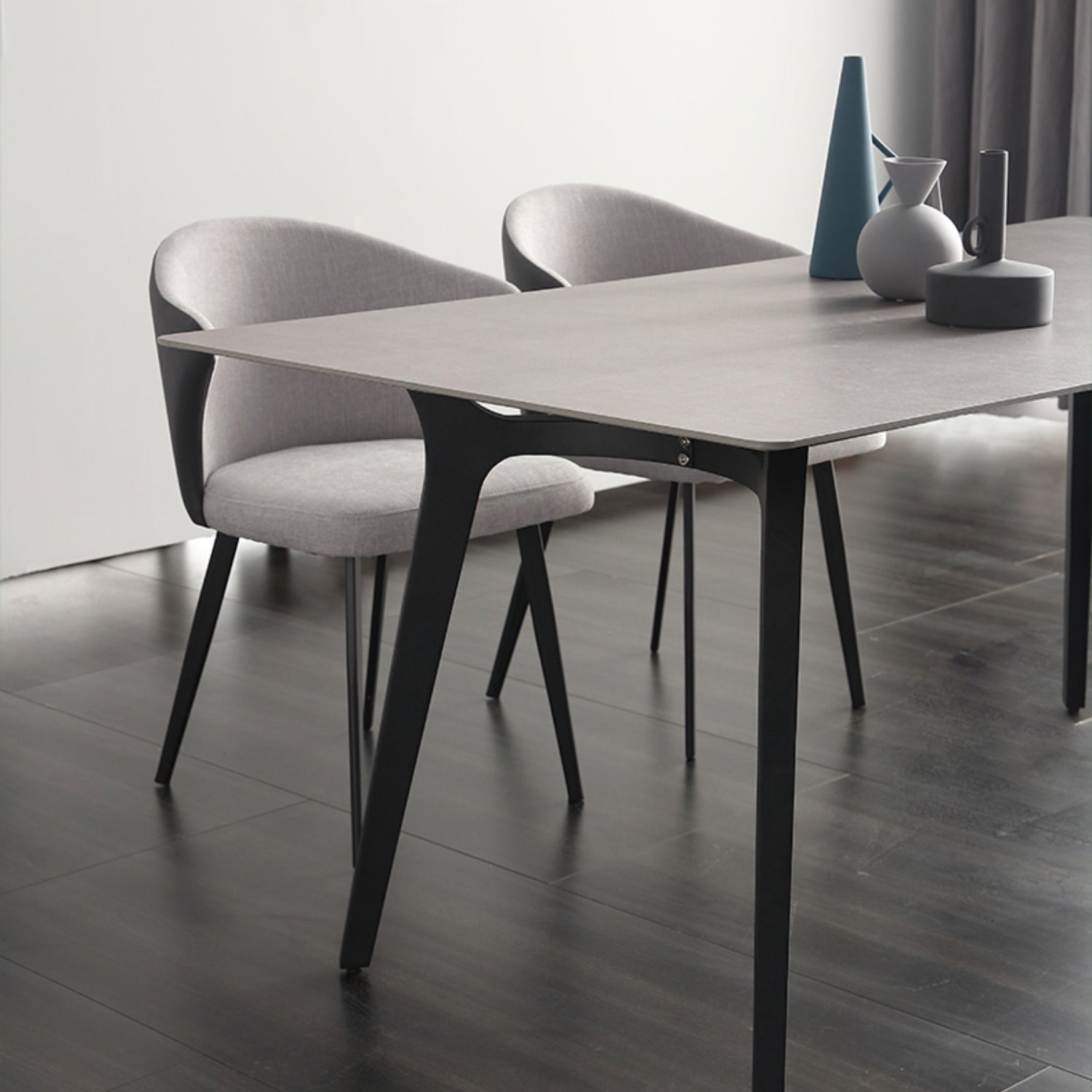 Industrial Sintered Stone Grey Table for Restaurant Rectangle Dining Table with 4 Legs Clearhalo 'Dining Tables & Seating' 'Dining Tables' 'dining_table' 'furn' 'furn_dining_table' 'Furniture' 'furniture_dining_table' 'Kitchen & Dining Furniture' 'kitchen' 'kitchen_dining_table' 4731227