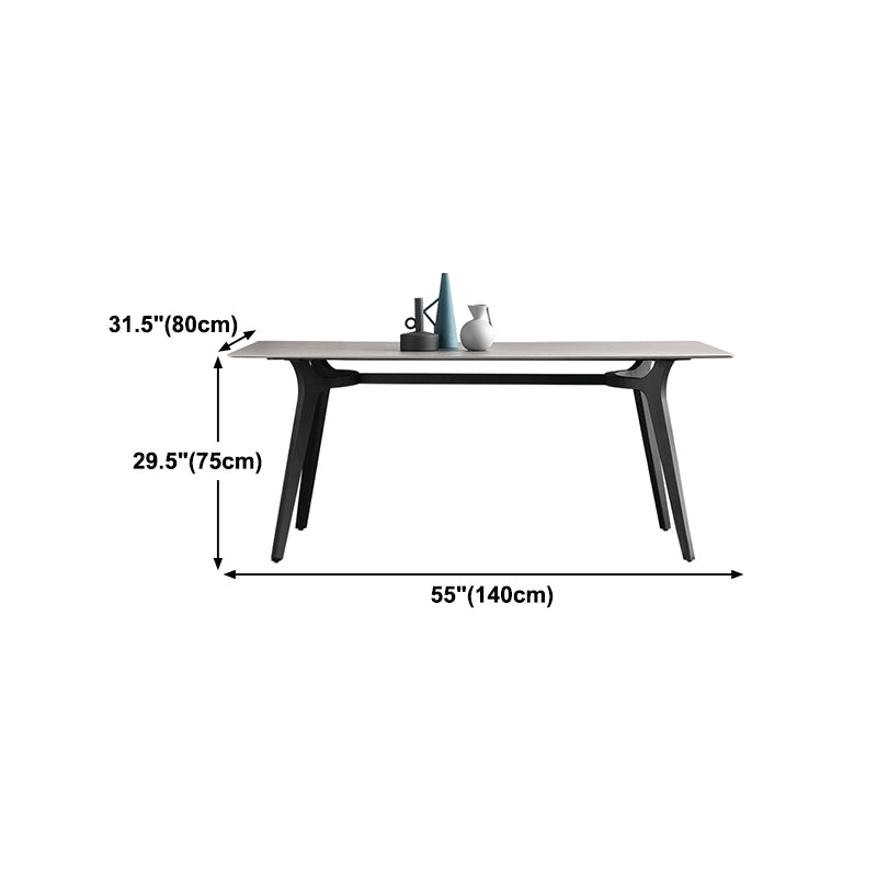 Industrial Sintered Stone Grey Table for Restaurant Rectangle Dining Table with 4 Legs Clearhalo 'Dining Tables & Seating' 'Dining Tables' 'dining_table' 'furn' 'furn_dining_table' 'Furniture' 'furniture_dining_table' 'Kitchen & Dining Furniture' 'kitchen' 'kitchen_dining_table' 4731233