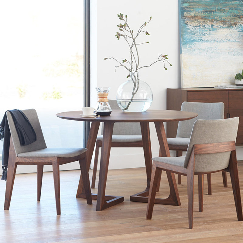 Round Double Pedestal Casual Dining Table Wood Color Fixed Table of Pinewood Solid Wood 39.4"L x 39.4"W x 29.5"H Without Chairs Clearhalo 'Dining Tables & Seating' 'Dining Tables' 'dining_table' 'furn' 'furn_dining_table' 'Furniture' 'furniture_dining_table' 'Kitchen & Dining Furniture' 'kitchen' 'kitchen_dining_table' 4731237