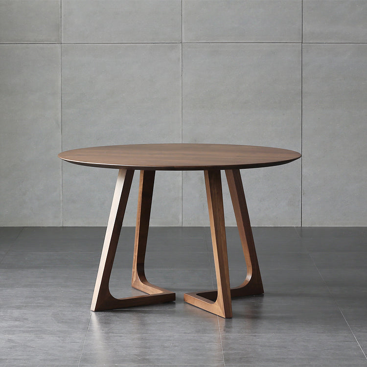 Round Double Pedestal Casual Dining Table Wood Color Fixed Table of Pinewood Solid Wood 43.3"L x 43.3"W x 29.5"H Without Chairs Clearhalo 'Dining Tables & Seating' 'Dining Tables' 'dining_table' 'furn' 'furn_dining_table' 'Furniture' 'furniture_dining_table' 'Kitchen & Dining Furniture' 'kitchen' 'kitchen_dining_table' 4731238
