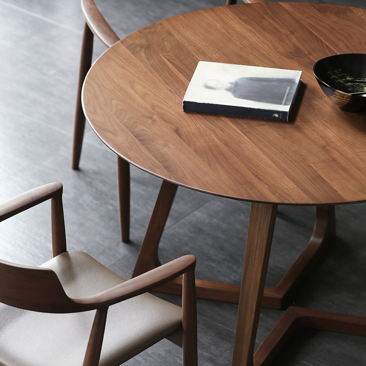 Round Double Pedestal Casual Dining Table Wood Color Fixed Table of Pinewood Solid Wood Clearhalo 'Dining Tables & Seating' 'Dining Tables' 'dining_table' 'furn' 'furn_dining_table' 'Furniture' 'furniture_dining_table' 'Kitchen & Dining Furniture' 'kitchen' 'kitchen_dining_table' 4731240