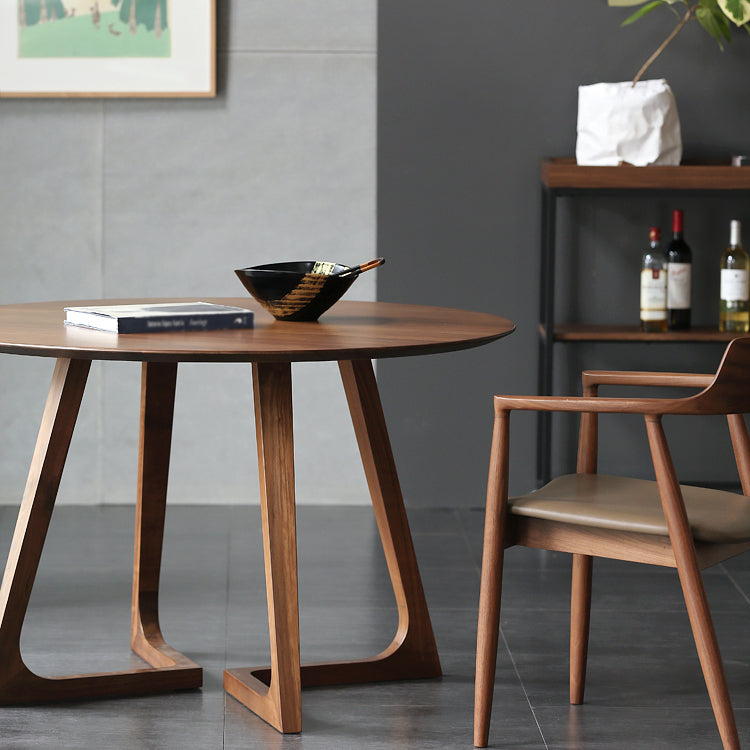 Round Double Pedestal Casual Dining Table Wood Color Fixed Table of Pinewood Solid Wood Clearhalo 'Dining Tables & Seating' 'Dining Tables' 'dining_table' 'furn' 'furn_dining_table' 'Furniture' 'furniture_dining_table' 'Kitchen & Dining Furniture' 'kitchen' 'kitchen_dining_table' 4731245