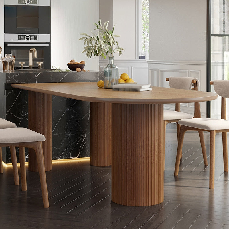 Contemporary Solid Wood Dining Table 3 Legs Dining Table for Dining Room Natural 78.7"L x 31.5"W x 29.5"H Without Chairs Clearhalo 'Dining Tables & Seating' 'Dining Tables' 'dining_table' 'furn' 'furn_dining_table' 'Furniture' 'furniture_dining_table' 'Kitchen & Dining Furniture' 'kitchen' 'kitchen_dining_table' 4731254