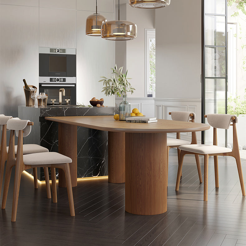 Contemporary Solid Wood Dining Table 3 Legs Dining Table for Dining Room Clearhalo 'Dining Tables & Seating' 'Dining Tables' 'dining_table' 'furn' 'furn_dining_table' 'Furniture' 'furniture_dining_table' 'Kitchen & Dining Furniture' 'kitchen' 'kitchen_dining_table' 4731264