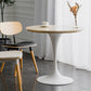 Modern Round Wood Dining Table Tulip Base Home Kitchen Dinner Dining Table Natural Wood White 35.4"L x 35.4"W x 29.5"H Without Chairs Clearhalo 'Dining Tables & Seating' 'Dining Tables' 'dining_table' 'furn' 'furn_dining_table' 'Furniture' 'furniture_dining_table' 'Kitchen & Dining Furniture' 'kitchen' 'kitchen_dining_table' 4731275