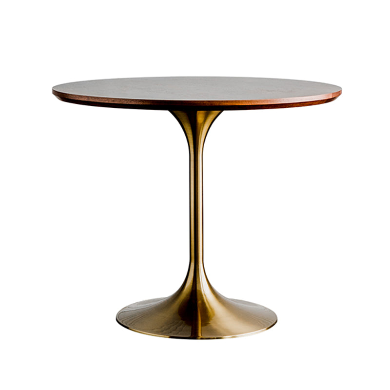Modern Round Wood Dining Table Tulip Base Home Kitchen Dinner Dining Table Gold-Brown Without Chairs Clearhalo 'Dining Tables & Seating' 'Dining Tables' 'dining_table' 'furn' 'furn_dining_table' 'Furniture' 'furniture_dining_table' 'Kitchen & Dining Furniture' 'kitchen' 'kitchen_dining_table' 4731278