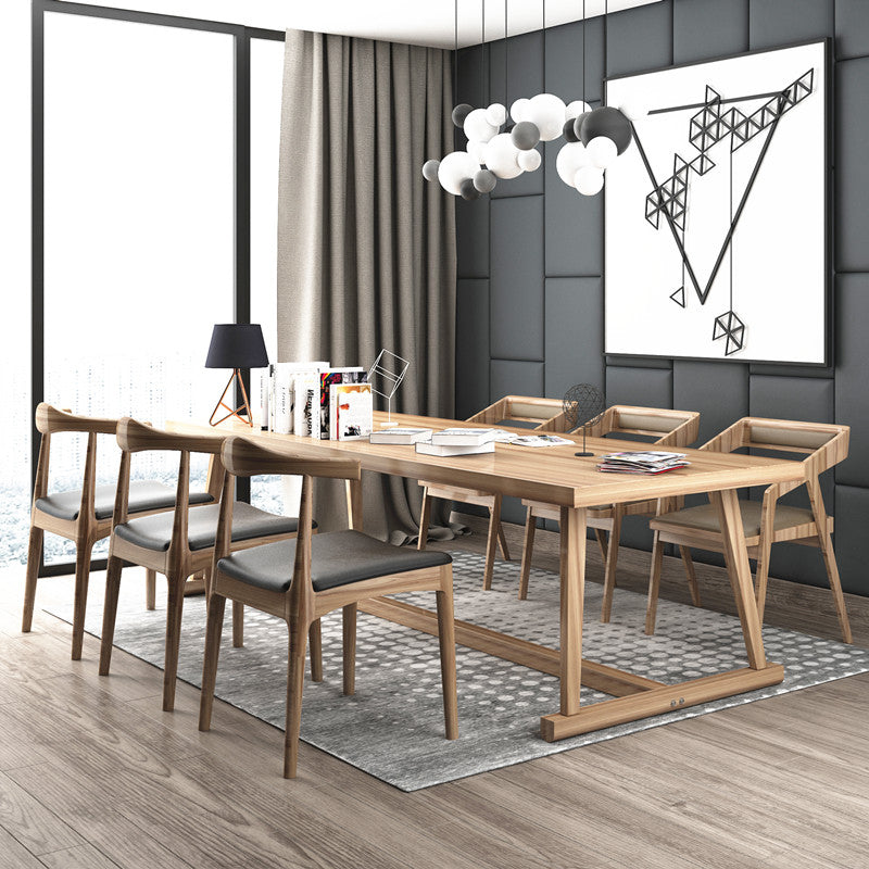 Modern Solid Wood Table for Restaurant Rectangle Dining Table with Trestle Base Clearhalo 'Dining Tables & Seating' 'Dining Tables' 'dining_table' 'furn' 'furn_dining_table' 'Furniture' 'furniture_dining_table' 'Kitchen & Dining Furniture' 'kitchen' 'kitchen_dining_table' 4731300