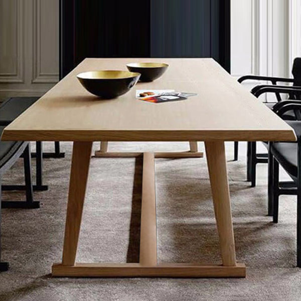 Modern Solid Wood Table for Restaurant Rectangle Dining Table with Trestle Base Clearhalo 'Dining Tables & Seating' 'Dining Tables' 'dining_table' 'furn' 'furn_dining_table' 'Furniture' 'furniture_dining_table' 'Kitchen & Dining Furniture' 'kitchen' 'kitchen_dining_table' 4731301