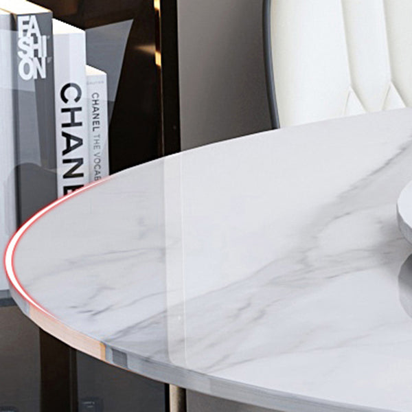 Round Contemporary Stone Table Standard Height Dining Table with Pedestal Base Clearhalo 'Dining Tables & Seating' 'Dining Tables' 'dining_table' 'furn' 'furn_dining_table' 'Furniture' 'furniture_dining_table' 'Kitchen & Dining Furniture' 'kitchen' 'kitchen_dining_table' 4731339