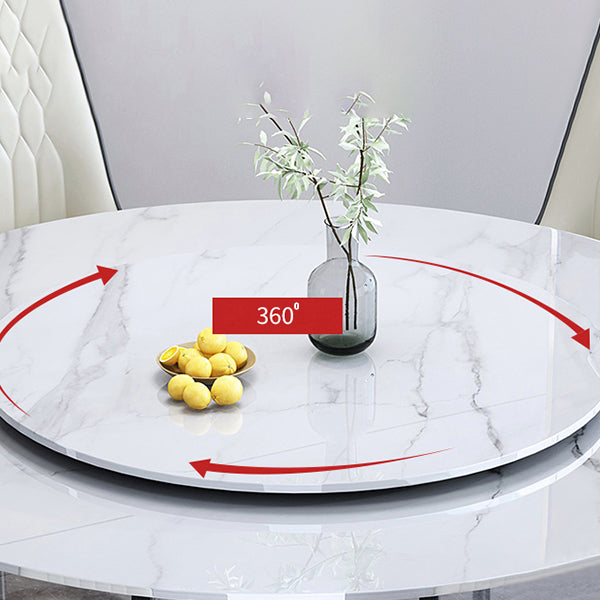 Round Contemporary Stone Table Standard Height Dining Table with Pedestal Base Clearhalo 'Dining Tables & Seating' 'Dining Tables' 'dining_table' 'furn' 'furn_dining_table' 'Furniture' 'furniture_dining_table' 'Kitchen & Dining Furniture' 'kitchen' 'kitchen_dining_table' 4731340